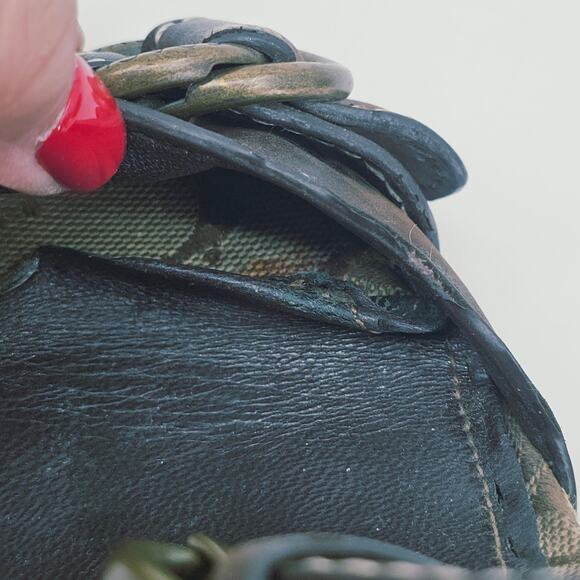 Coach Sheena Brown Leather & Wood Open Toe Heeled Platform Sandal Women's 8 B - Picture 13 of 14